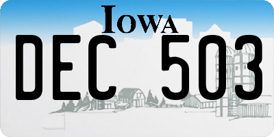 IA license plate DEC503