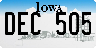 IA license plate DEC505