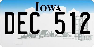 IA license plate DEC512