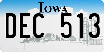 IA license plate DEC513