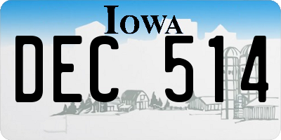 IA license plate DEC514