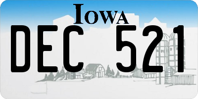 IA license plate DEC521