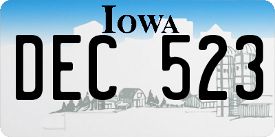 IA license plate DEC523