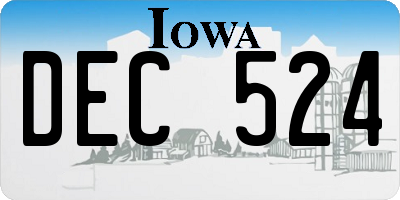 IA license plate DEC524