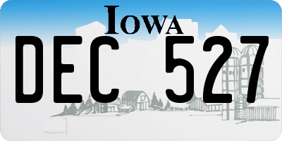IA license plate DEC527