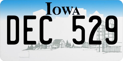 IA license plate DEC529