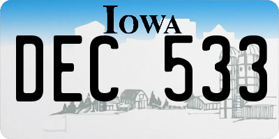 IA license plate DEC533