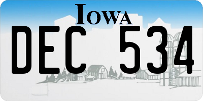 IA license plate DEC534