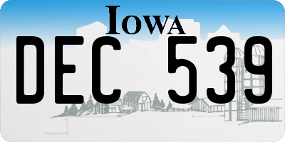 IA license plate DEC539