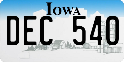 IA license plate DEC540