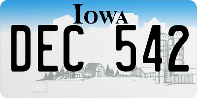 IA license plate DEC542