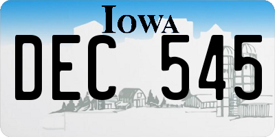IA license plate DEC545
