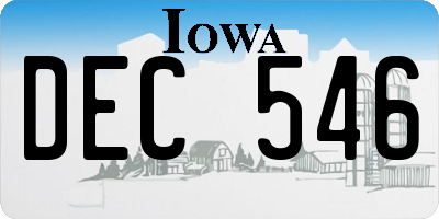 IA license plate DEC546