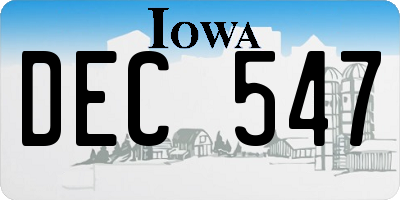 IA license plate DEC547