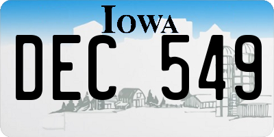 IA license plate DEC549