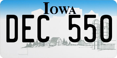 IA license plate DEC550