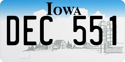 IA license plate DEC551