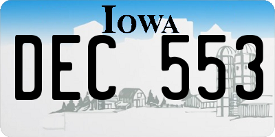 IA license plate DEC553