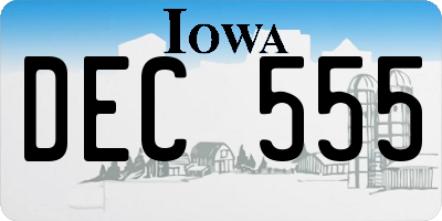 IA license plate DEC555