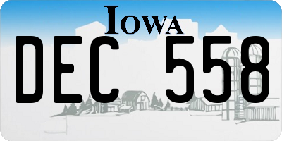 IA license plate DEC558