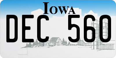 IA license plate DEC560