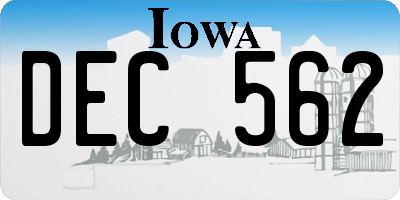 IA license plate DEC562