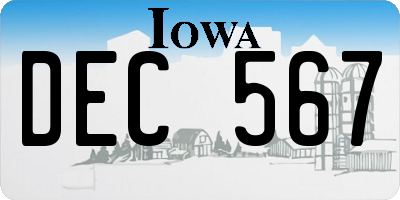 IA license plate DEC567