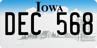IA license plate DEC568