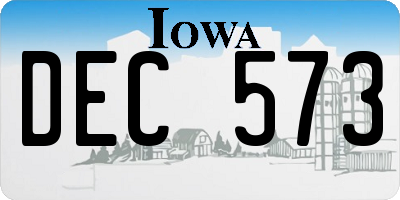 IA license plate DEC573