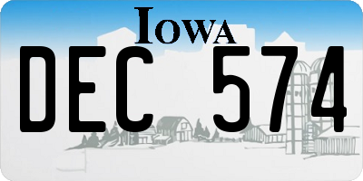 IA license plate DEC574
