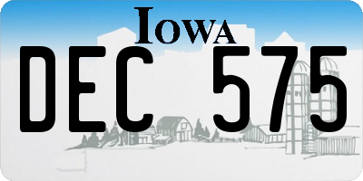 IA license plate DEC575