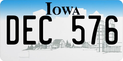 IA license plate DEC576