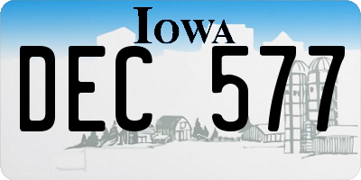 IA license plate DEC577
