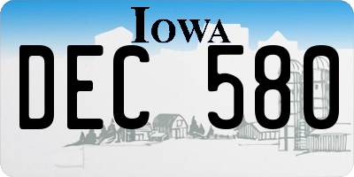 IA license plate DEC580