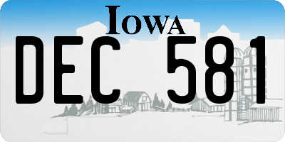 IA license plate DEC581
