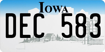 IA license plate DEC583