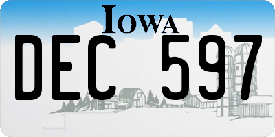 IA license plate DEC597