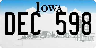 IA license plate DEC598