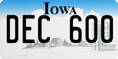 IA license plate DEC600