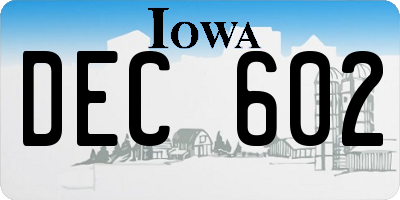 IA license plate DEC602
