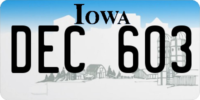 IA license plate DEC603