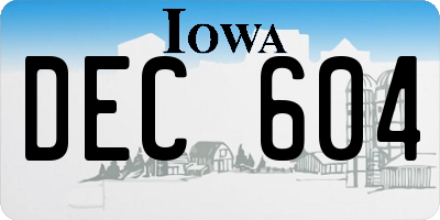 IA license plate DEC604