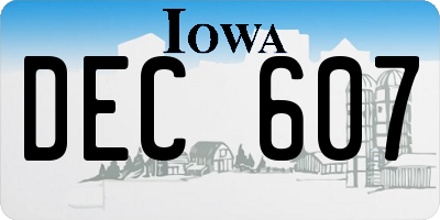 IA license plate DEC607