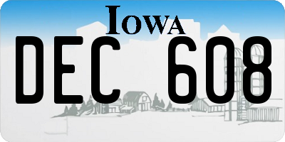 IA license plate DEC608