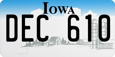 IA license plate DEC610