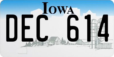 IA license plate DEC614