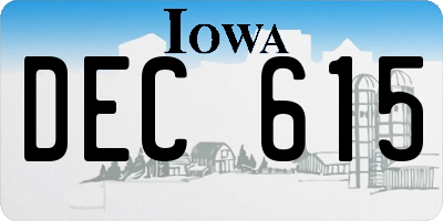 IA license plate DEC615