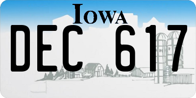 IA license plate DEC617