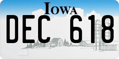 IA license plate DEC618