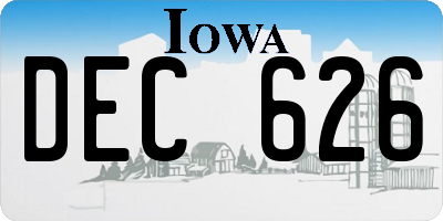 IA license plate DEC626